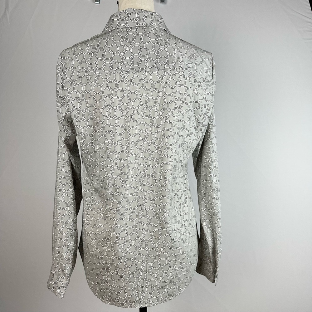 ANN TAYLOR elegant grey collared v-neck button front blouse - size S - Picture 4 of 6